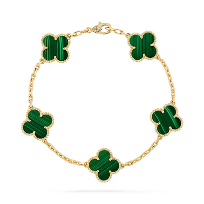 Pulsera Trebol Van Cleef | Baño de Oro 18k | Incluye Caja de Lujo
